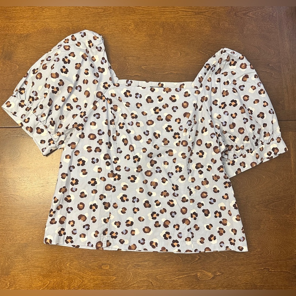 Ann Taylor Brown and Blue Animal Print Blouse
